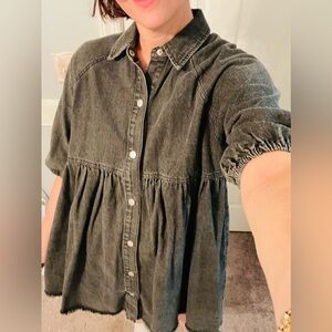 Fantastic Fawn Charcoal Denim Shirt Dress